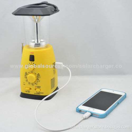 Solar/Dynamo Camping Lantern with Built-in 500mA Lithium Battery, AM/FM Radio